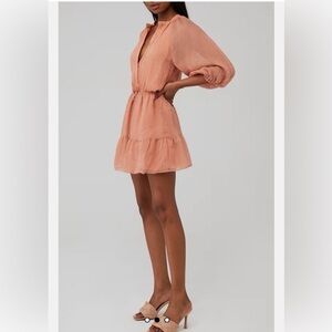 MINKPINK Peach Mini Dress with Puff Sleeves